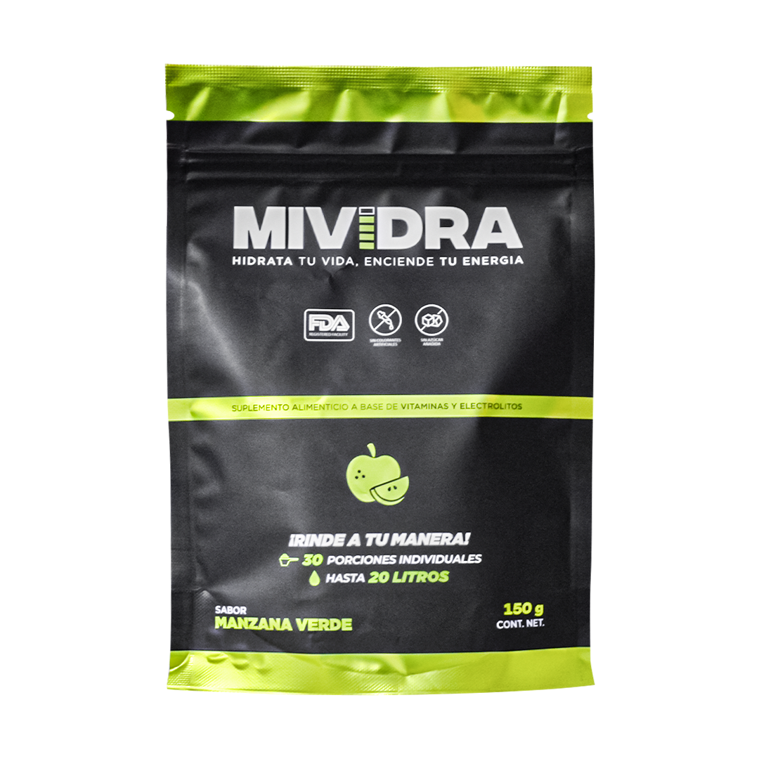 Bebida Hidratante sin Azúcar Sobre para 20 l Mividra Manzana Verde 150 g - 0
